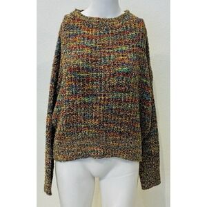 Northern Angel Rainbow Confetti Eyelash Knit Pullover Sweater Sz XL Fuzzy Boucle